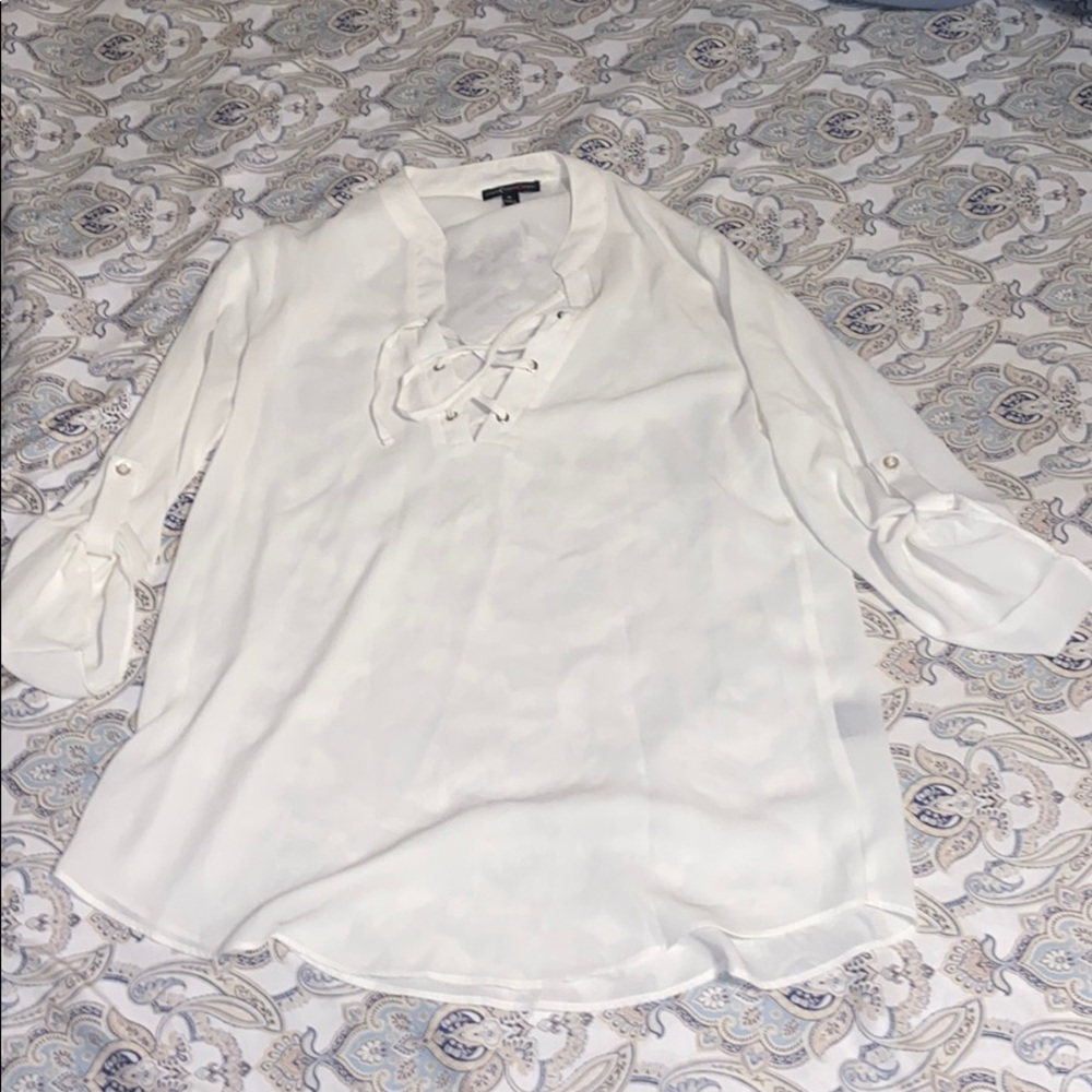 Sheer White top with lace up front